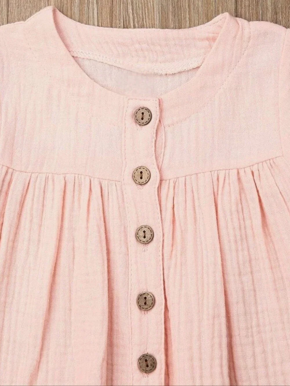 Boho Girl Pink Muslin Cotton Long Sleeve Dress Pockets Button Up Tunic Sz 6-7Y